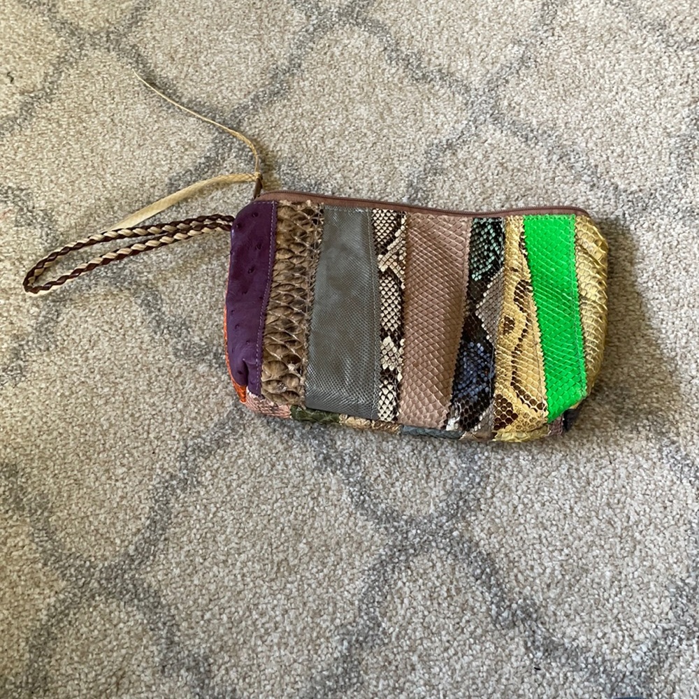 Robert Furst Patchwork Python Oversized Wristlet - image 5